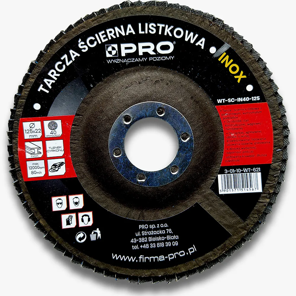 Tarcza listkowa ścierna INOX 125mm gr.60