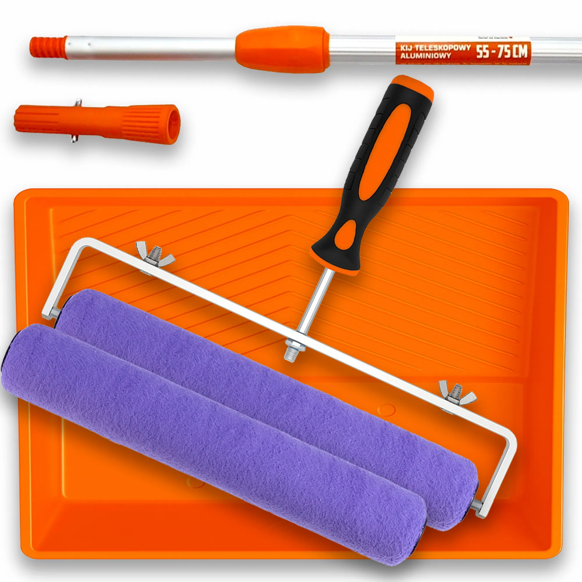 2x wałek V-PRO PES 40 cm + rączka + kuweta 54 cm + kij teleskopowy ZM31